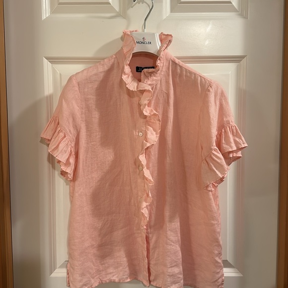J. Crew Cottage Linen Ruffle Top - Picture 2 of 4